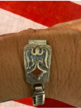 VINTAGE Navajo Thunderbird expandable watch -Inlaid w/ Turquoise, Coral